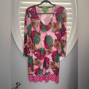 Pappagallo Pink and Green Floral Dress women’s medium